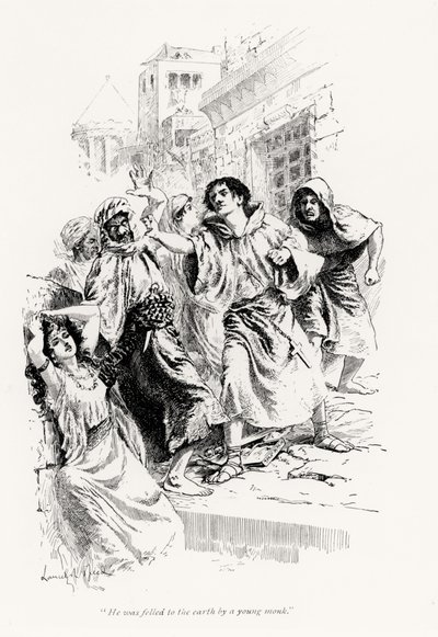 He Was Felled to the Earth by a Young Monk by English School
